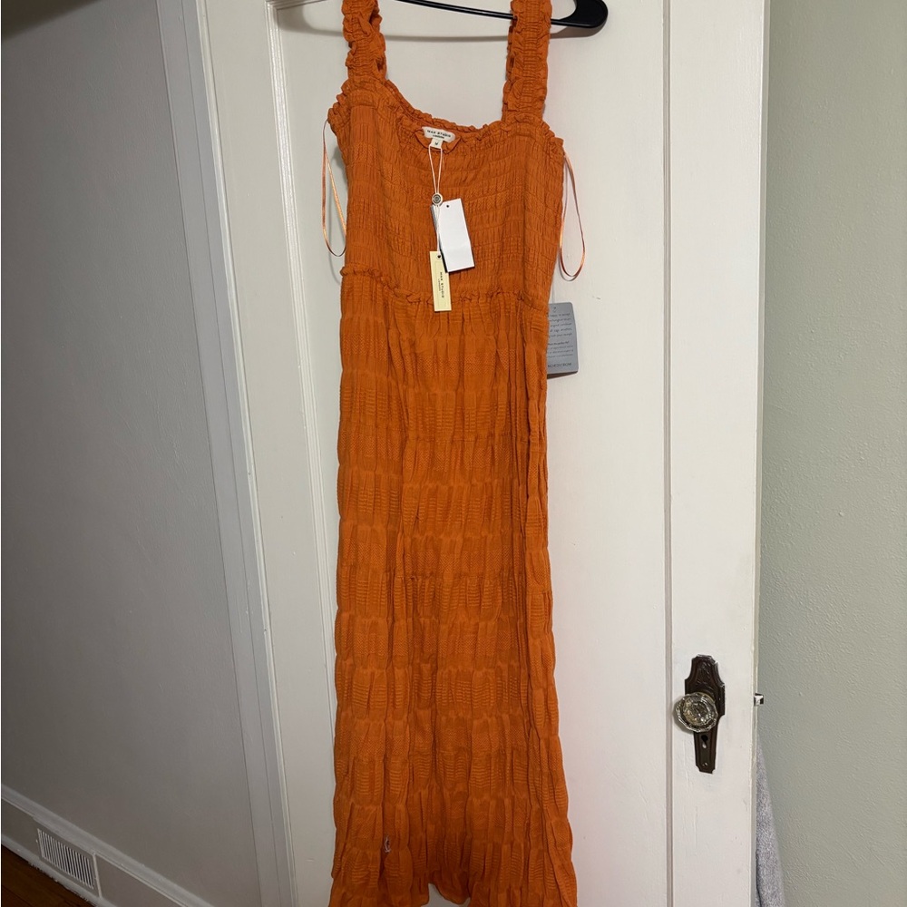 Max Studio Vibrant Orange Textured Maxi Dress